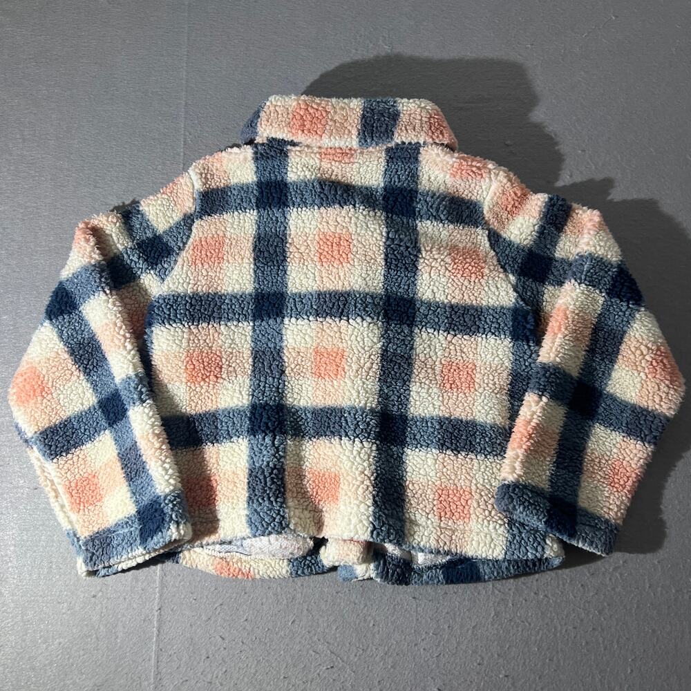 Disney Girls Mickey Sherpa Plaid Jacket Blue Pink Size M - Picture 2 of 13
